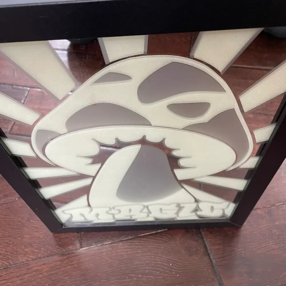 Vintage Glow In Dark Magic Mushroom Mirror Etched Groovy Trippy Psychedelic READ